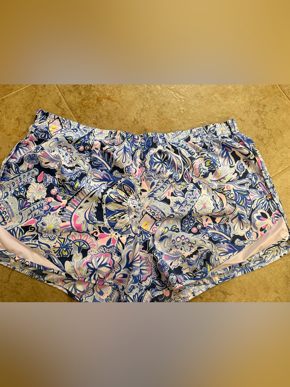 Lilly Pulitzer Navy Floral Paisley Athletic Shorts